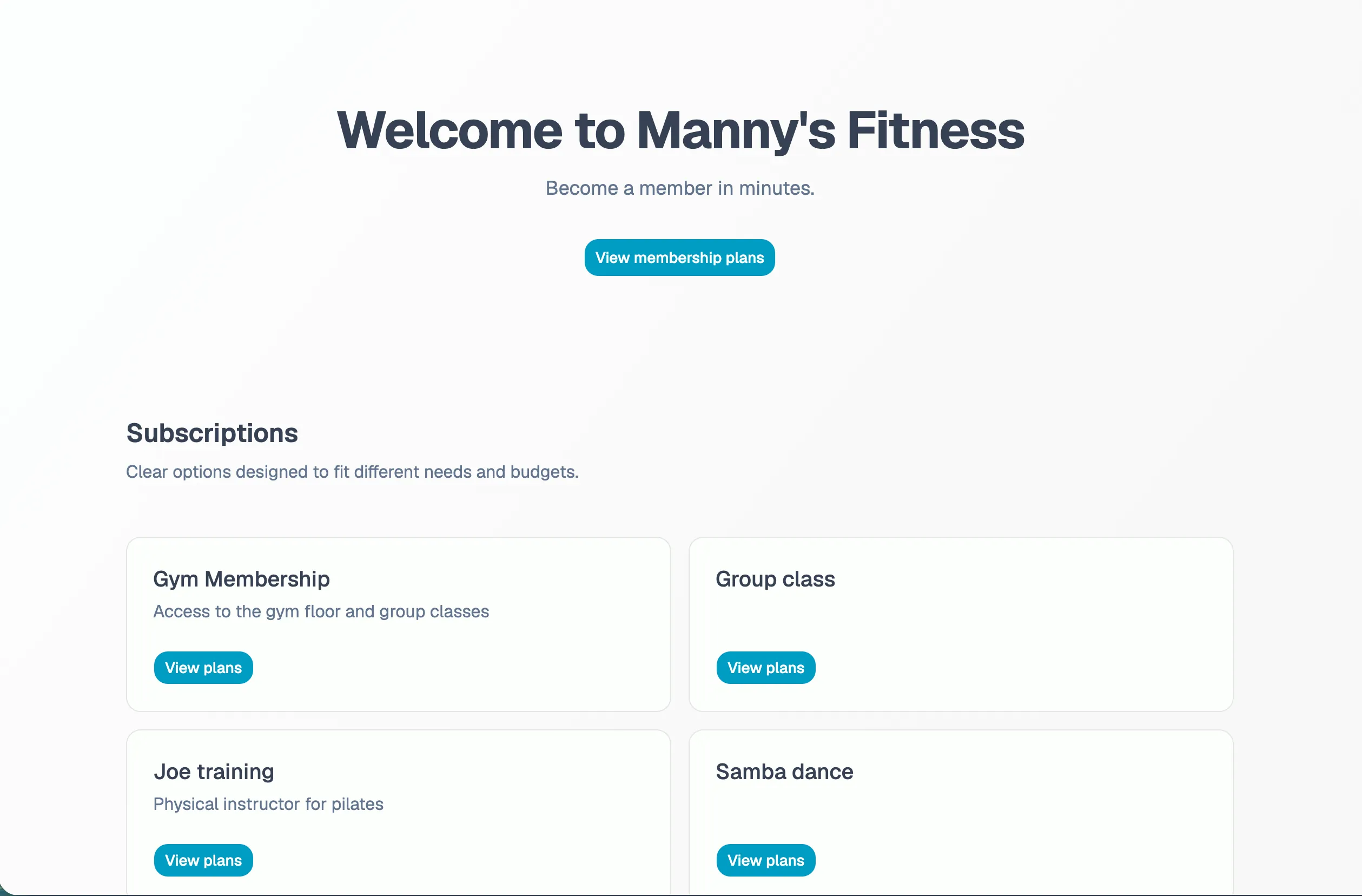 Public gym membership page